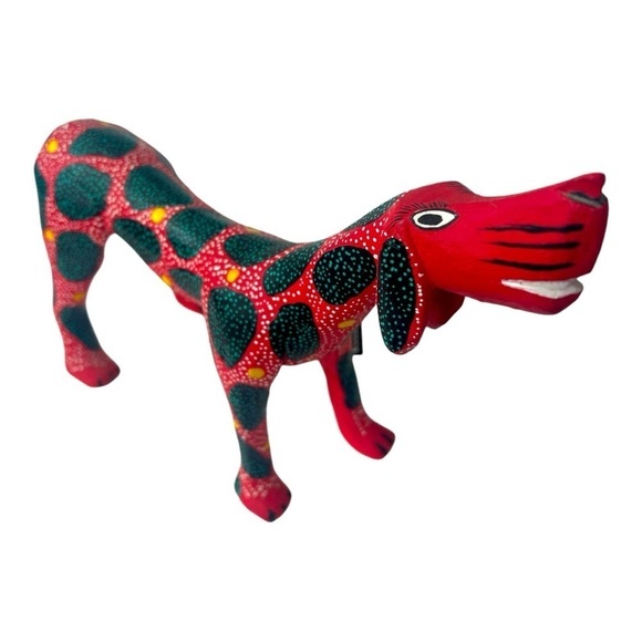 Wooden handcarved hand painted dog bright colors MCM - Picture 2 of 5